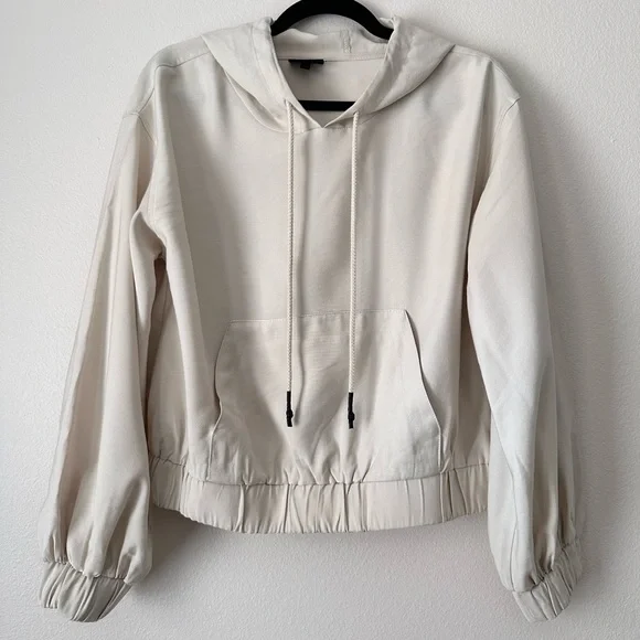 WHO WHAT WEAR Women's Hooded Sweatshirt Cream Size Small - Picture 2 of 15